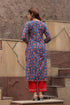 Floral Printed Notch Neck Thread Work Pure Cotton A-Line Kurta